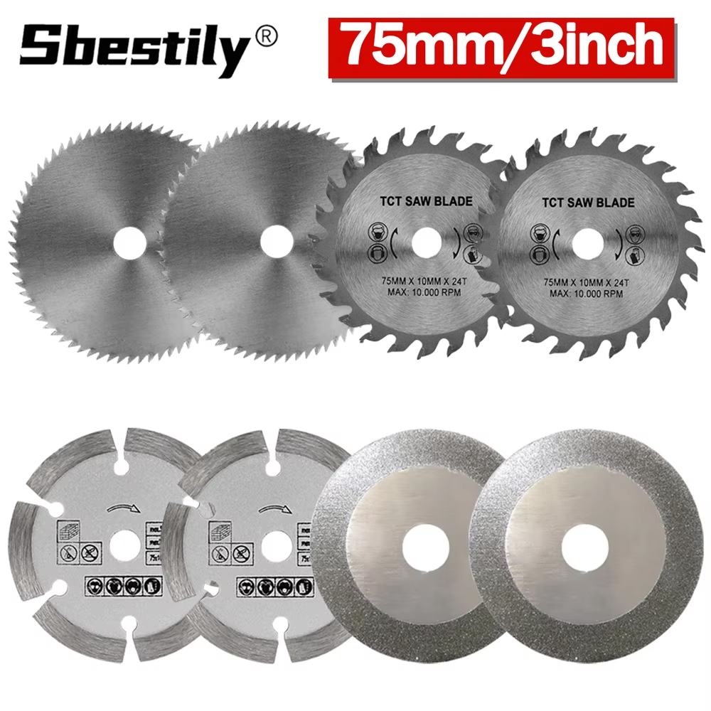 Stump Grinder Attachment - 4/8pcs Mata Gergaji Bundar Karbida 75mm