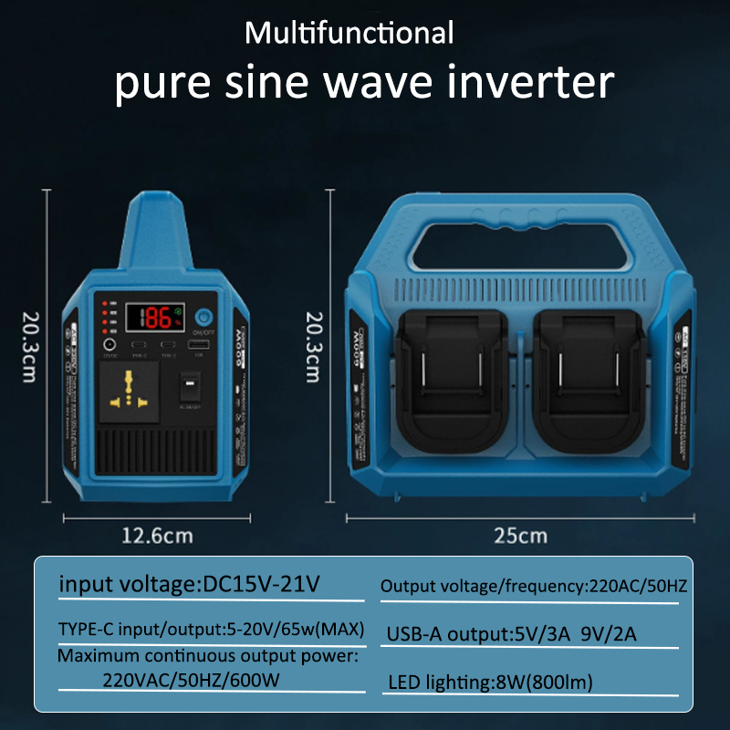 Outdoor Power Inverter - Inverter Baterai Lithium 600W Adaptor Power