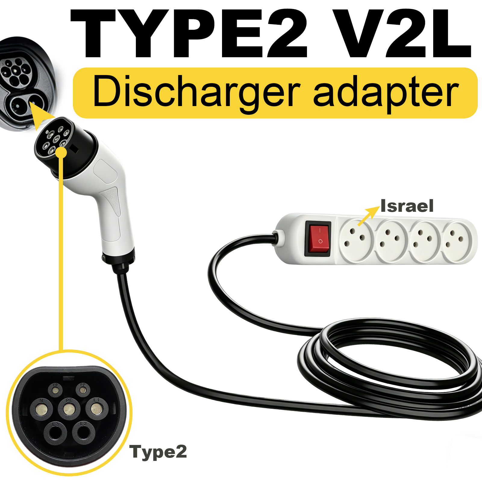Outdoor Power Outlet Extension - Adaptor Pengisian Daya Tipe 2 V2L