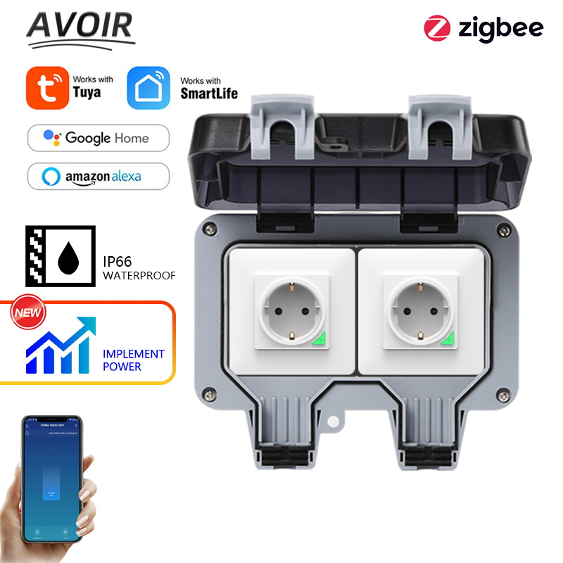 Outdoor Power Wash - Avoir Tuya Zigbee soket listrik IP66,