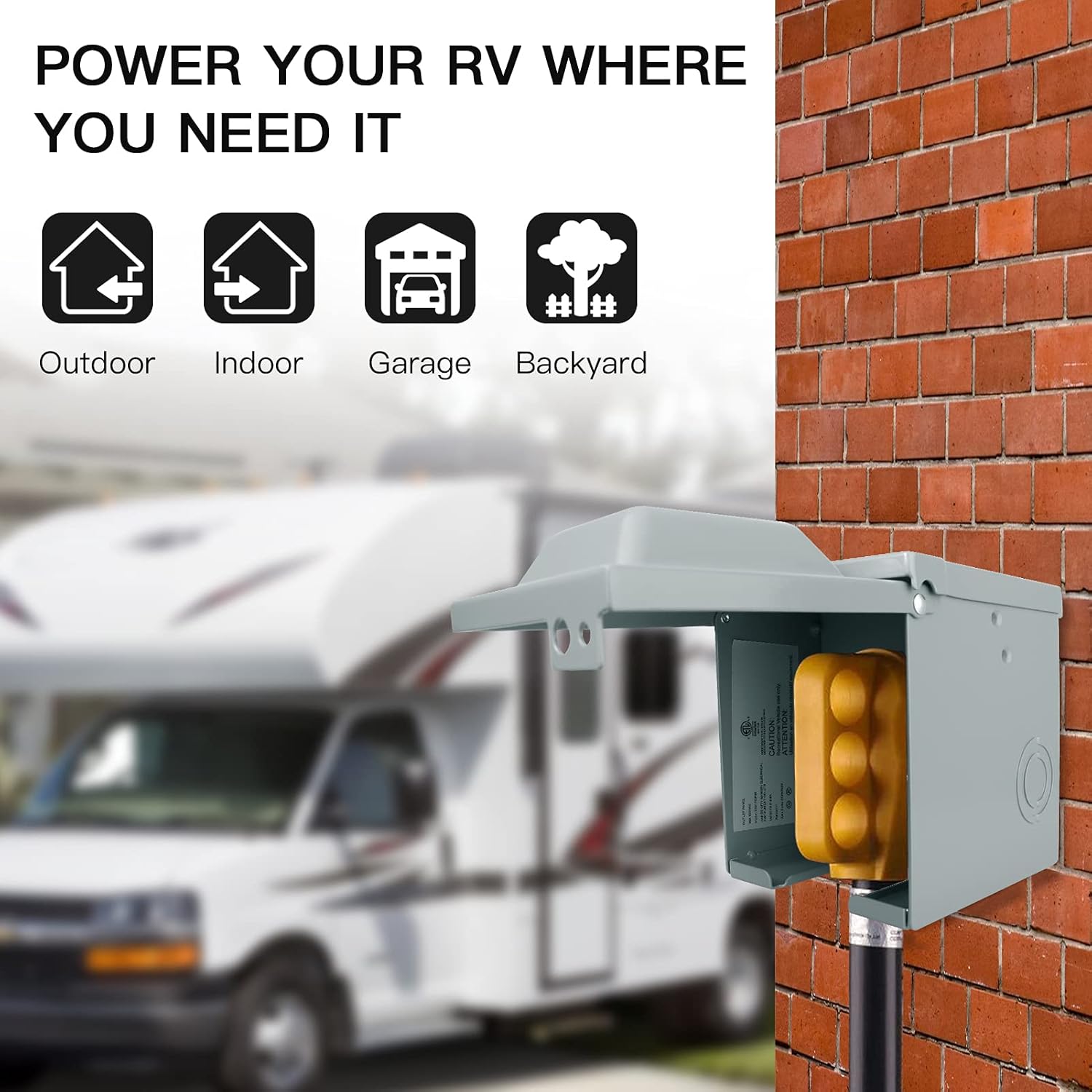 Outdoor Power Receptacle Box - Kotak Outlet daya RV 30/50 Amp
