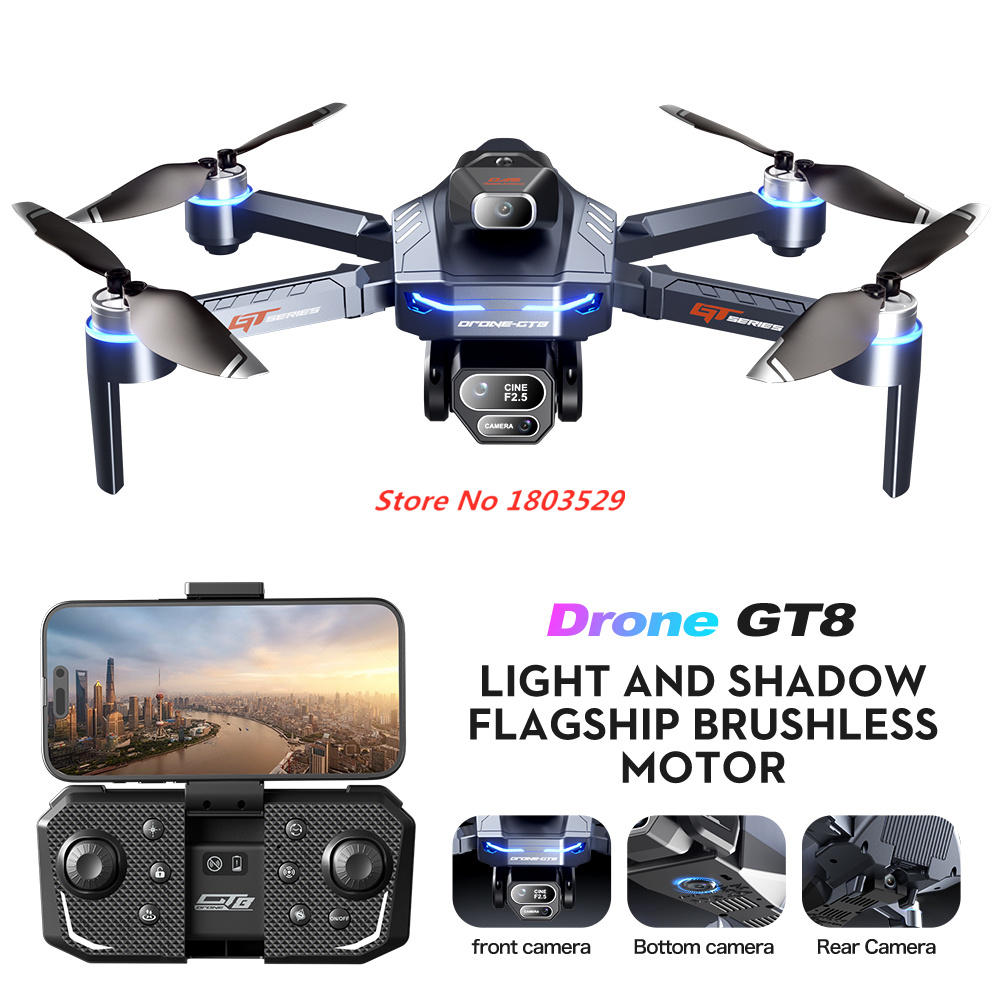 Outdoor Power Brush - Drone Tanpa Sikat Tiga Kamera 8K