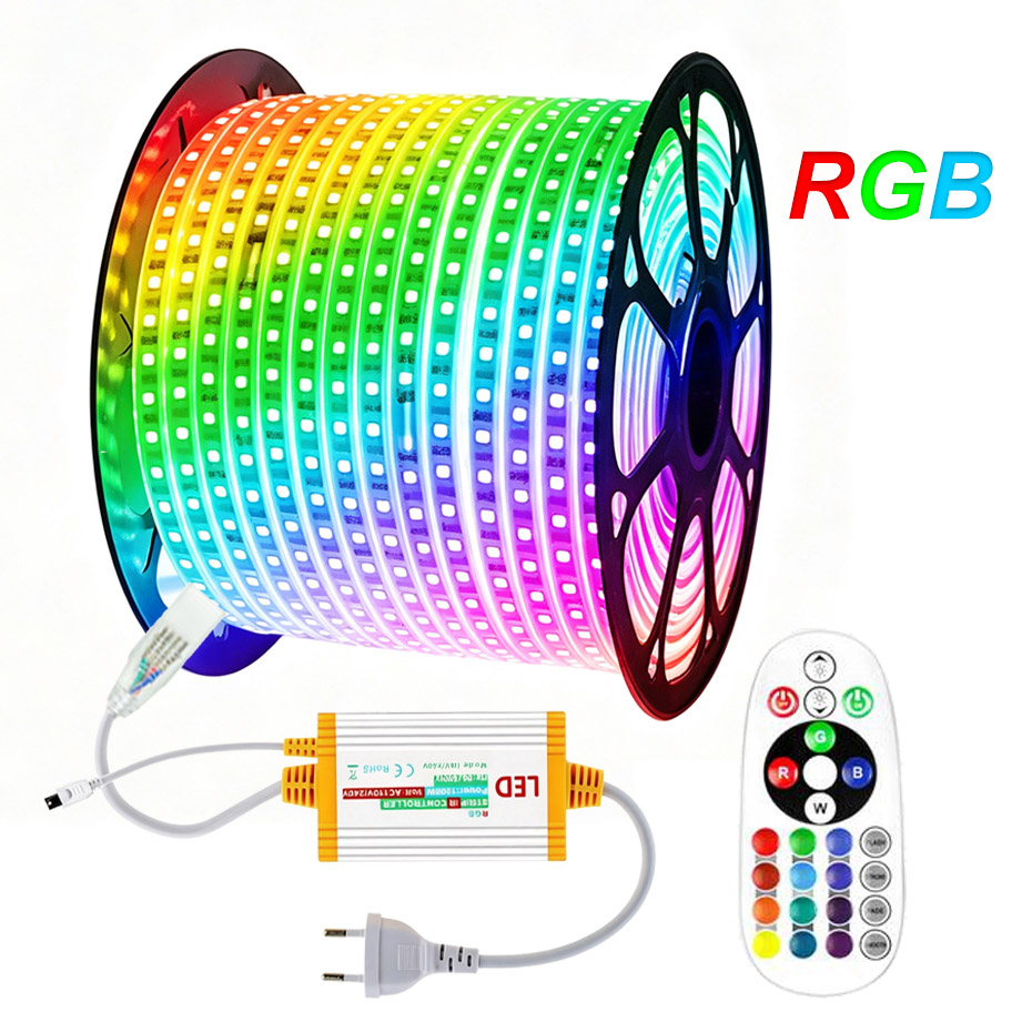Outdoor Power Strip Weatherproof - Lampu LED Strip RGB 220V 1m-50m