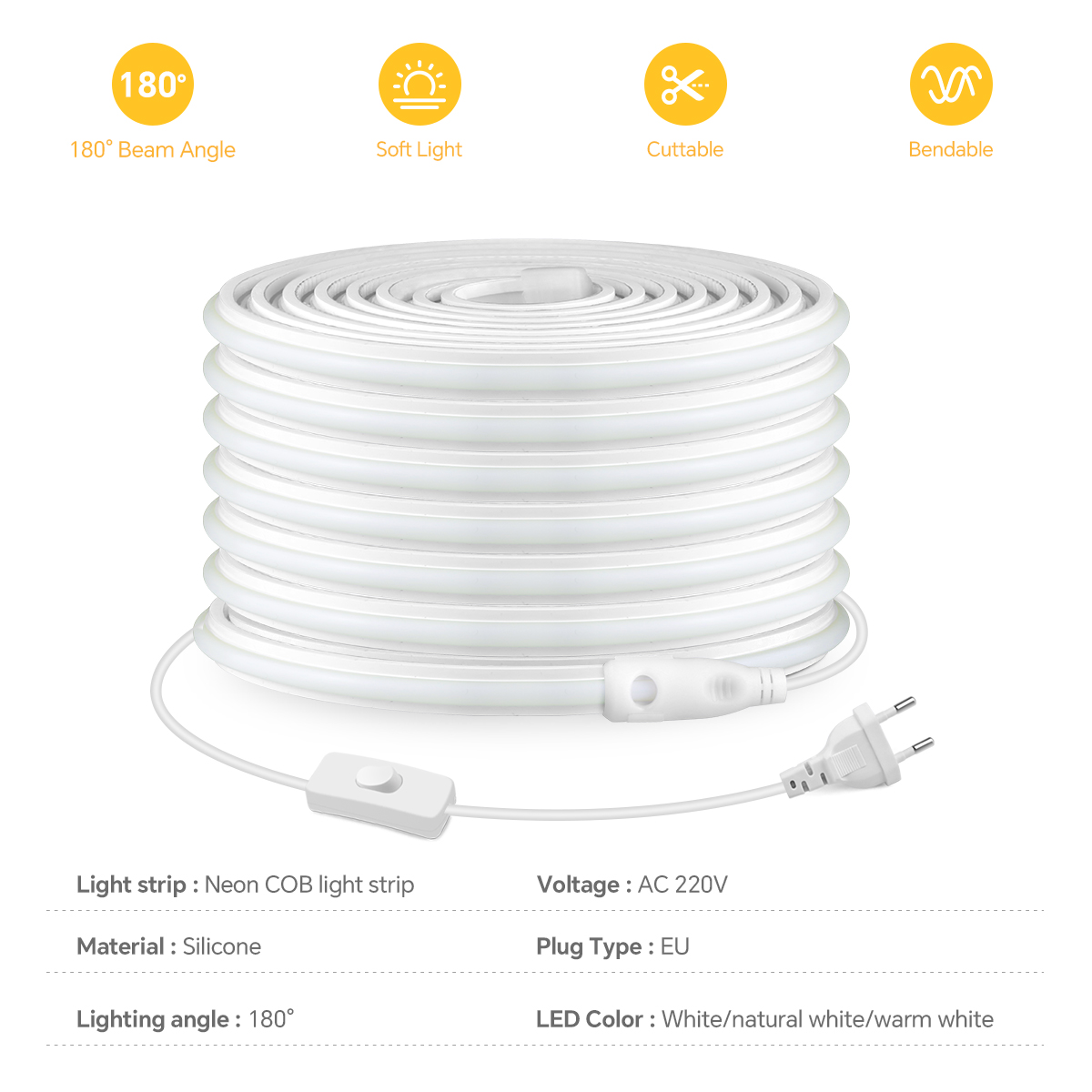 Strip Led COB 220V Strip LED C - Outdoor Power Strip Weatherproof ulasan dan harga