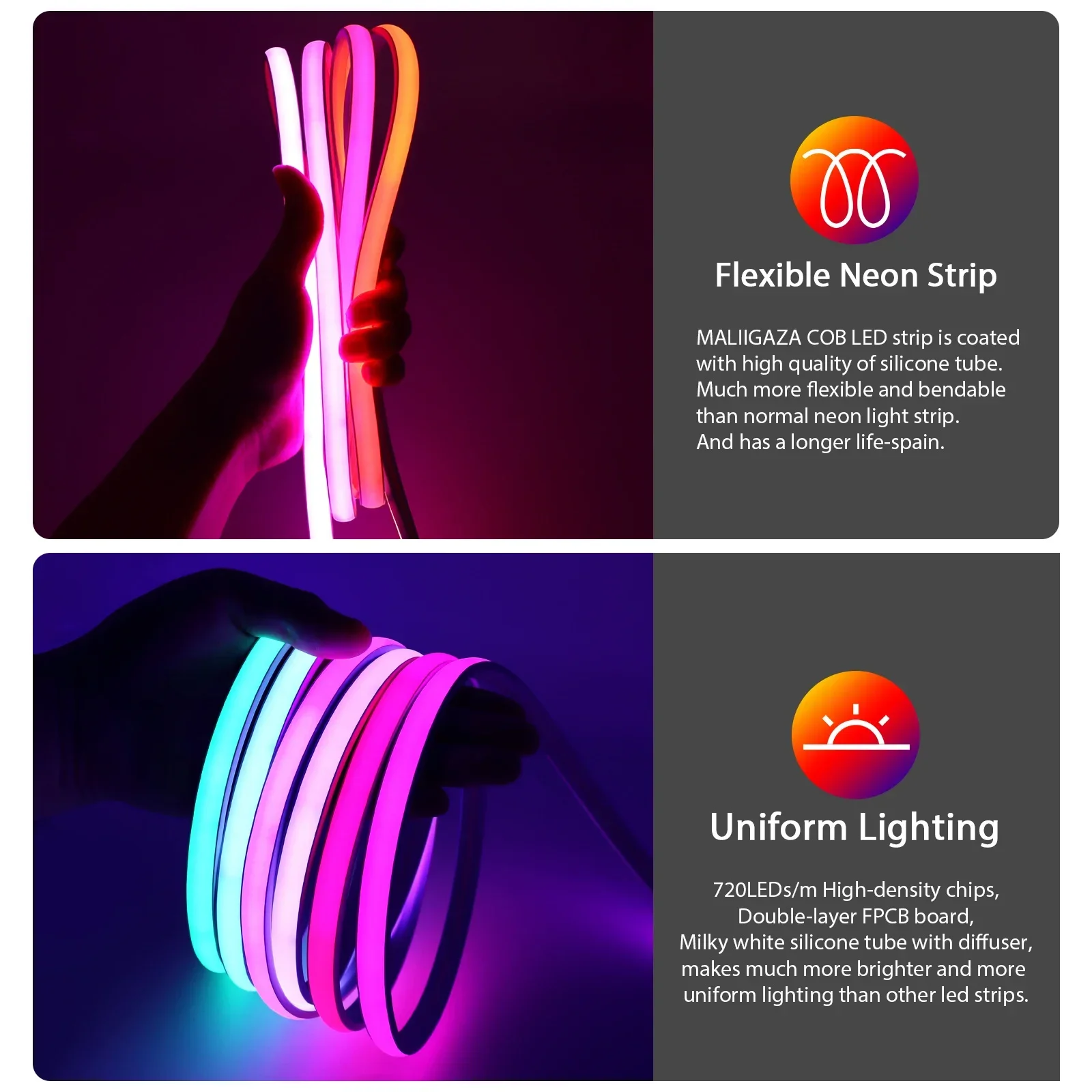 Setrip LED COB RGBIC 12V 24V,  - Outdoor Power Strip Weatherproof ulasan dan harga