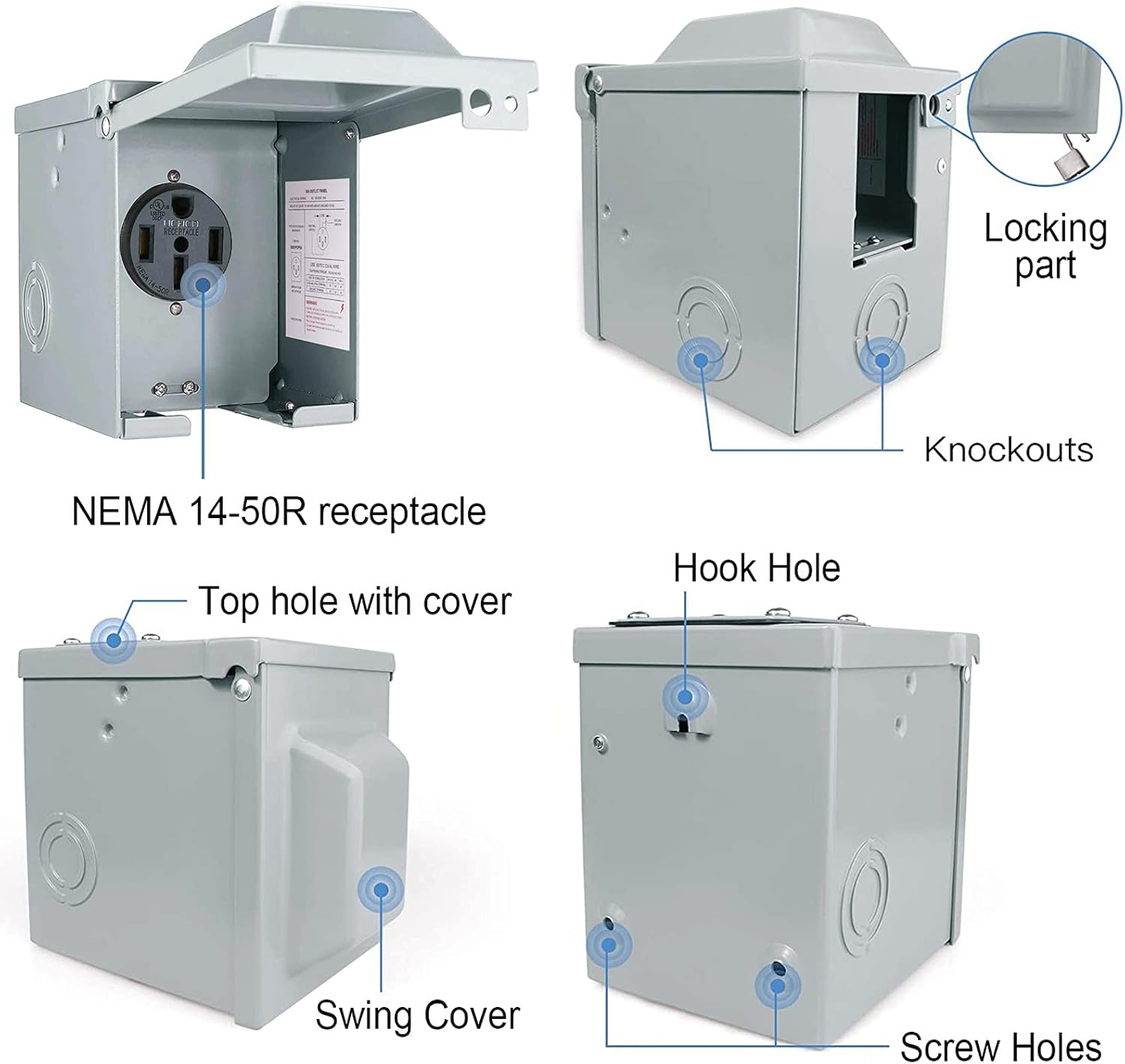 Kotak Outlet daya RV 30/50 Amp - Outdoor Power Receptacle Box ulasan dan harga