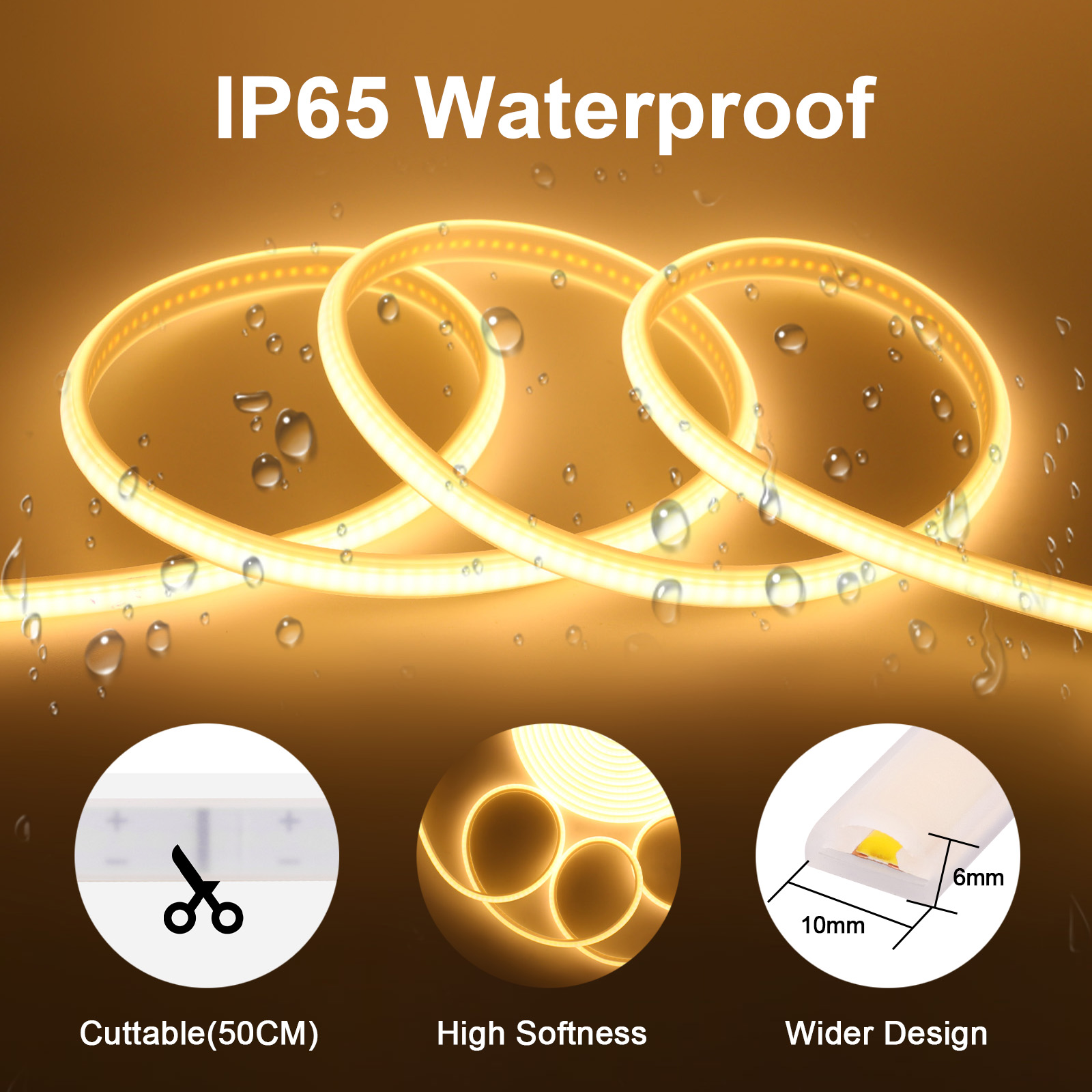Lampu Strip LED COB Dapat Dire - Outdoor Power Strip Weatherproof ulasan dan harga