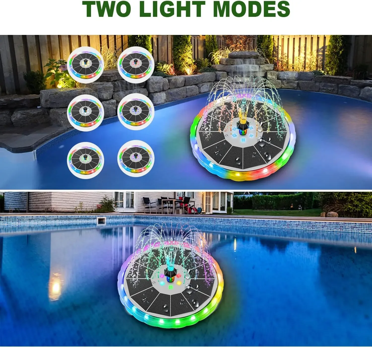 Air mancur surya dengan lampu  - Panel Power Outdoor ulasan dan harga